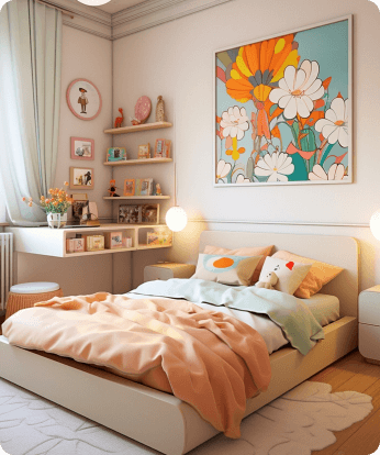 Colourful bedroom interior