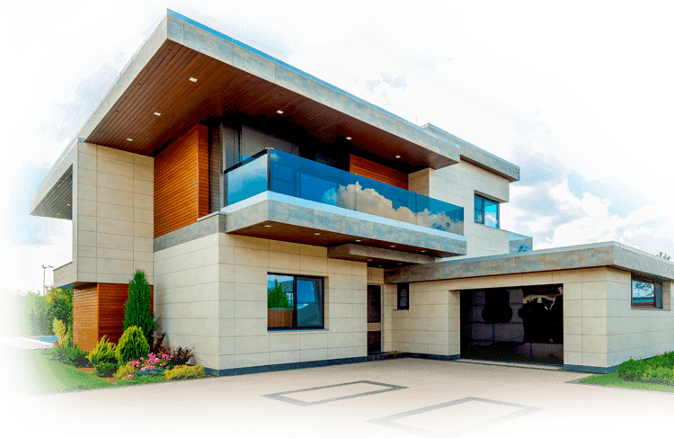 Modern architectural villa with pool